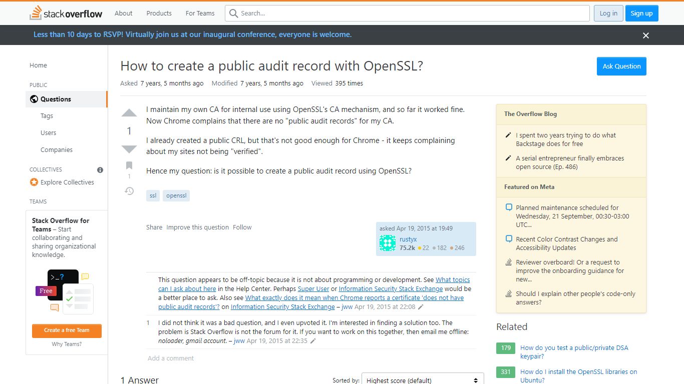 ssl - How to create a public audit record with OpenSSL? - Stack Overflow